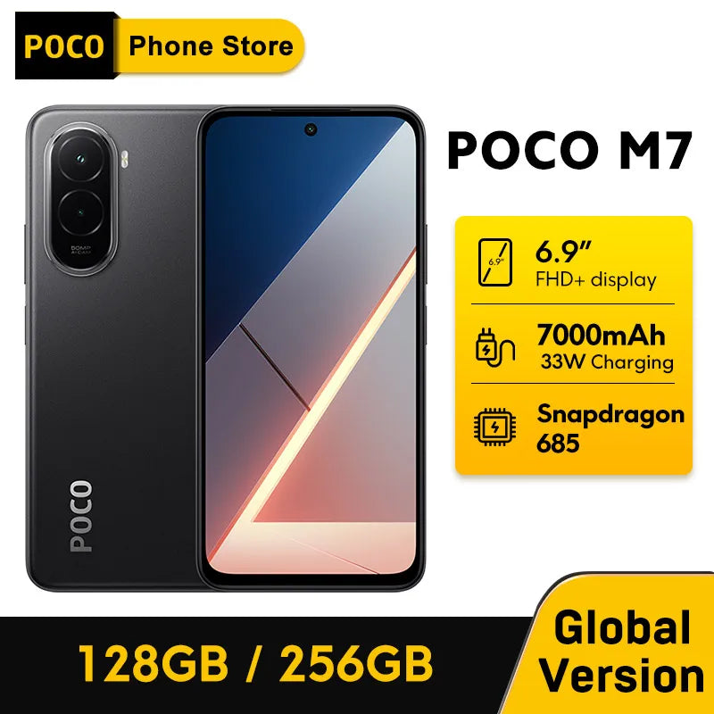 POCO M7 NFC Global Version Mobile Phone 6.9'' 144Hz FHD+ DotDisplay 7000mAh Battery 50MP Camera 33W Charging Snapdragon 685