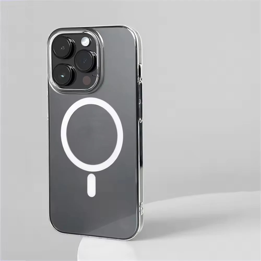Ultra Thin Hard PC Transparent Magnetic Case For iPhone 17 Pro Max 16 15 14 Plus 13 12 Wireless Charge Clear for Magsafe Cover