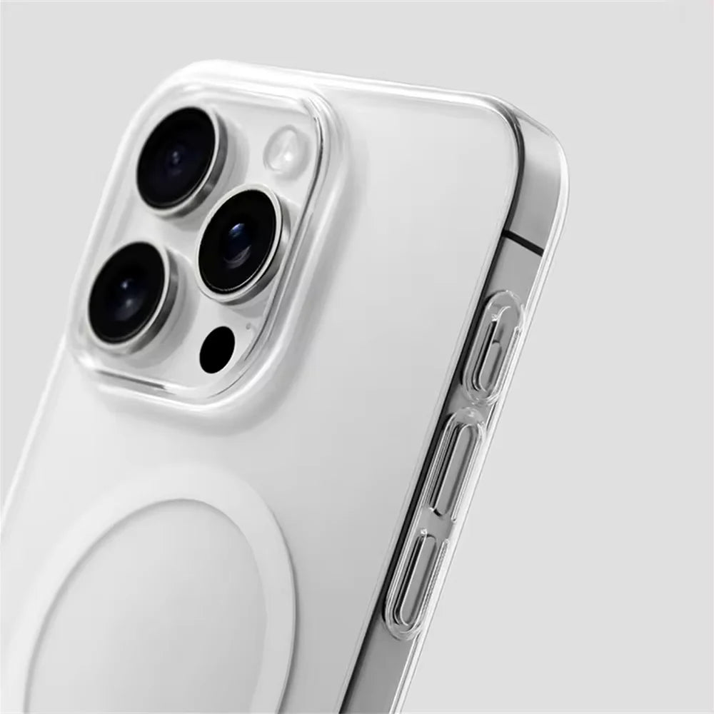 Ultra Thin Hard PC Transparent Magnetic Case For iPhone 17 Pro Max 16 15 14 Plus 13 12 Wireless Charge Clear for Magsafe Cover