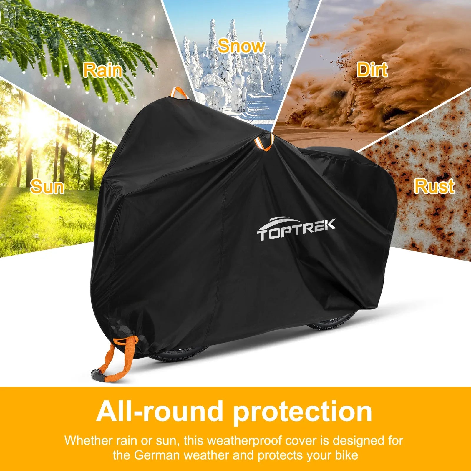 Toptrek Bike Cover 210T High Quality Bicycle Protector Multipurpose Rain Snow Dust Waterproof All Weather Protective Covers