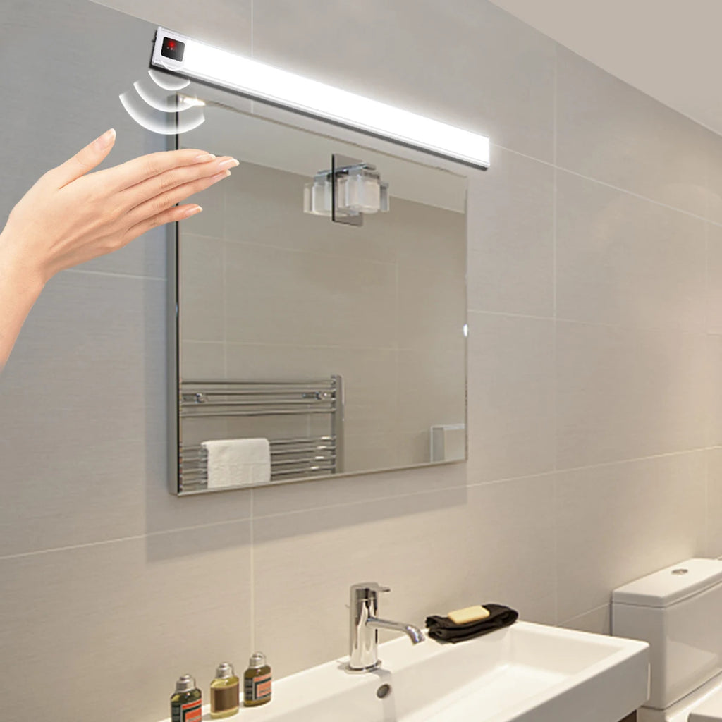 Wall Lamps Indoor LED Lighting Bar Hand Sweep Motion Sensor Light for Bathroom Kitchen Closet 5V USB Rrchargeable Mirror Light