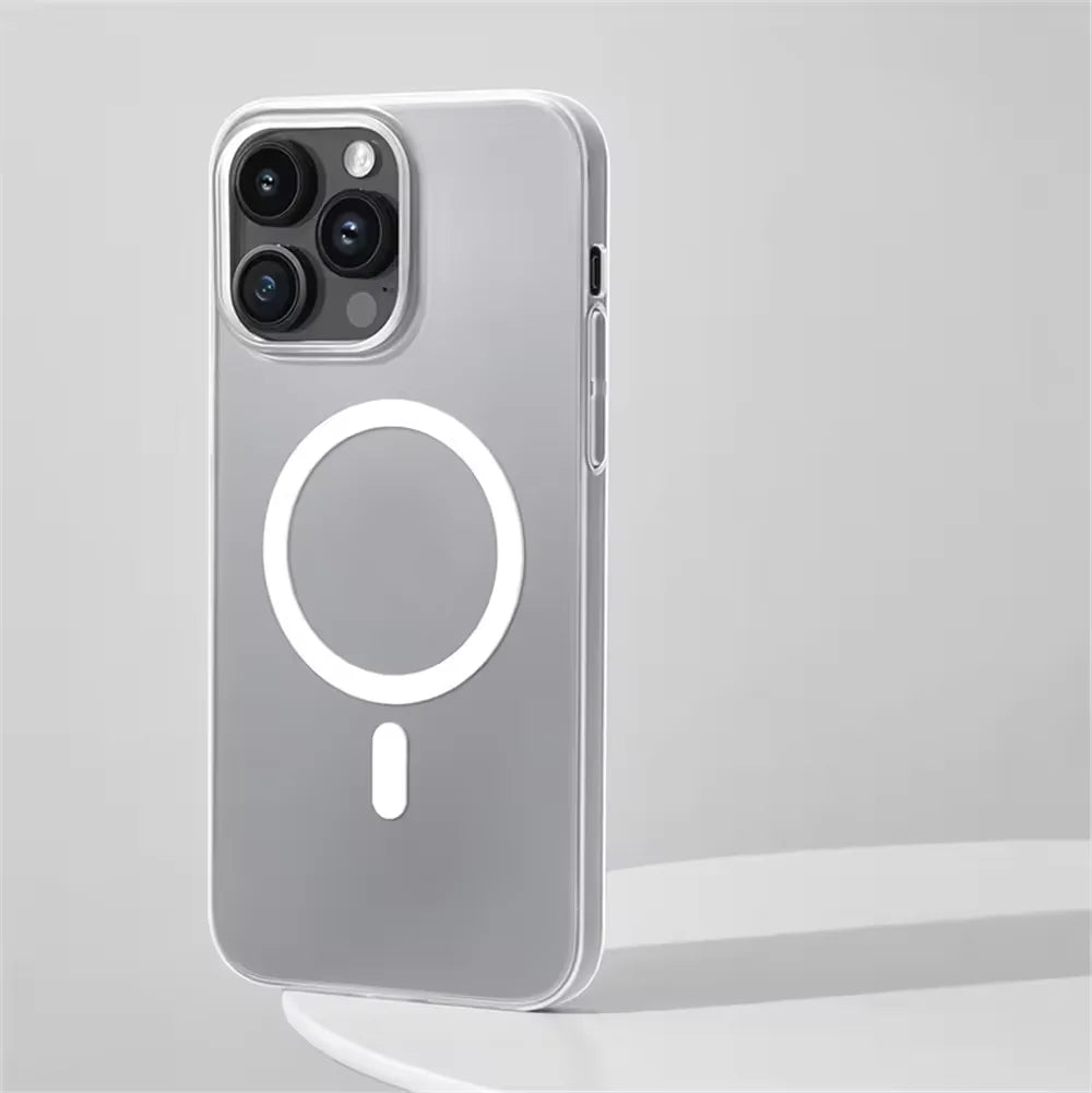 Ultra Thin Hard PC Transparent Magnetic Case For iPhone 17 Pro Max 16 15 14 Plus 13 12 Wireless Charge Clear for Magsafe Cover
