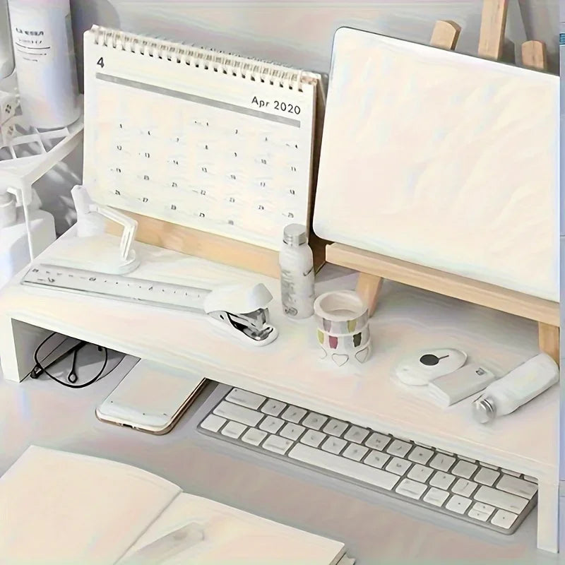 Stable Base Wood Desktop Computer Stand Eyesight Protection Protect Cervical Spine Office Laptop Riser Large Load Bearing