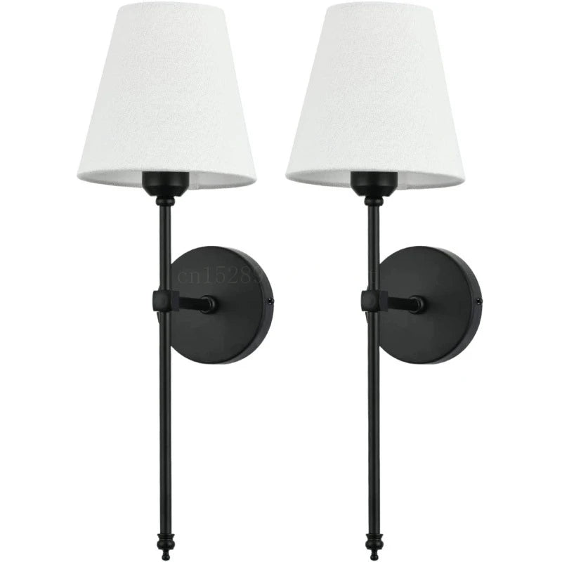 Modern American Wall Lamp for Bathroom Mirror Light Bedroom Room Decor Corridor Cloth shade Sconce 100V-220V Hard wired