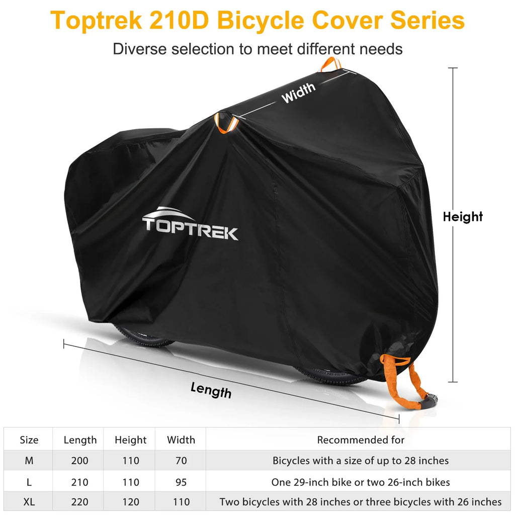 Toptrek Bike Cover 210T High Quality Bicycle Protector Multipurpose Rain Snow Dust Waterproof All Weather Protective Covers