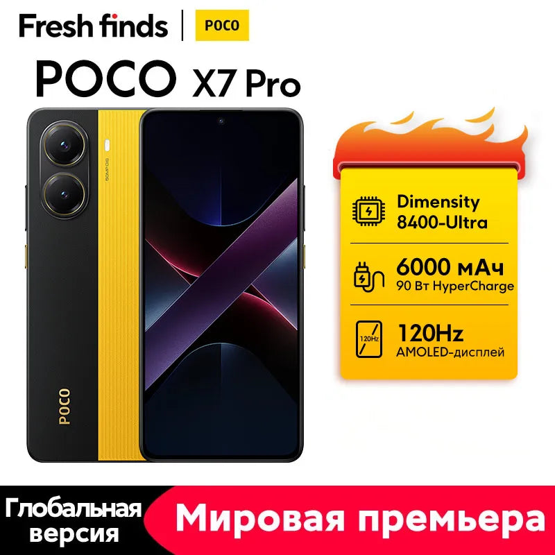 【World Premiere】POCO X7 Pro Global Version Cellphone 256GB / 512GB Dimensity 8400-Ultra 6.67" 120Hz Display 90W 6000mAh 5G NFC