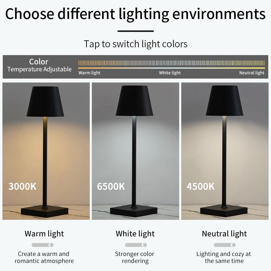 Rechargeable LED Table Lamp – Touch Control & 3 Light Modes