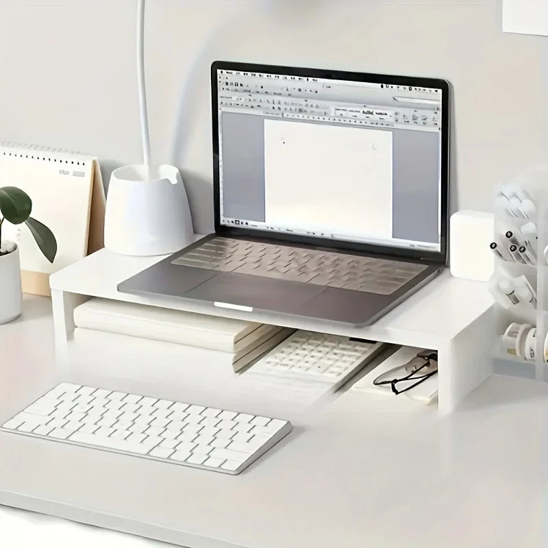 Stable Base Wood Desktop Computer Stand Eyesight Protection Protect Cervical Spine Office Laptop Riser Large Load Bearing