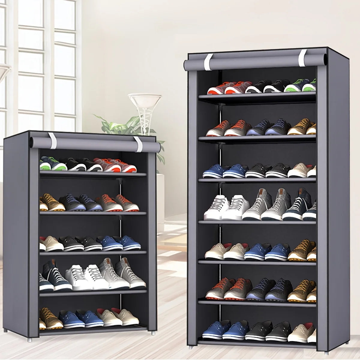 6-10 Tier Multi-Layer Shoe Cabinet with Dust-Proof Rolling Shutter Door, Easy to Assemble, Space-Saving Home Storage Cabinet, Suitable for Entryways, Hallways, Bedrooms, Living Rooms, Homes, Dormitories, Etc./Modern Decorativ