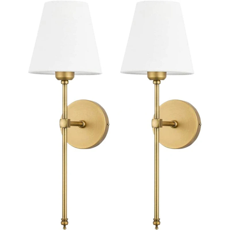 Modern American Wall Lamp for Bathroom Mirror Light Bedroom Room Decor Corridor Cloth shade Sconce 100V-220V Hard wired