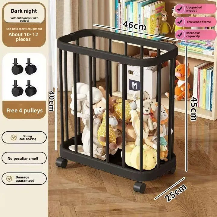 Home Portable Yoga Mat, Fitness Equipment Storage Basket, Snacks and Toys Storage Cart, Large Capacity Storage Clothes Rack