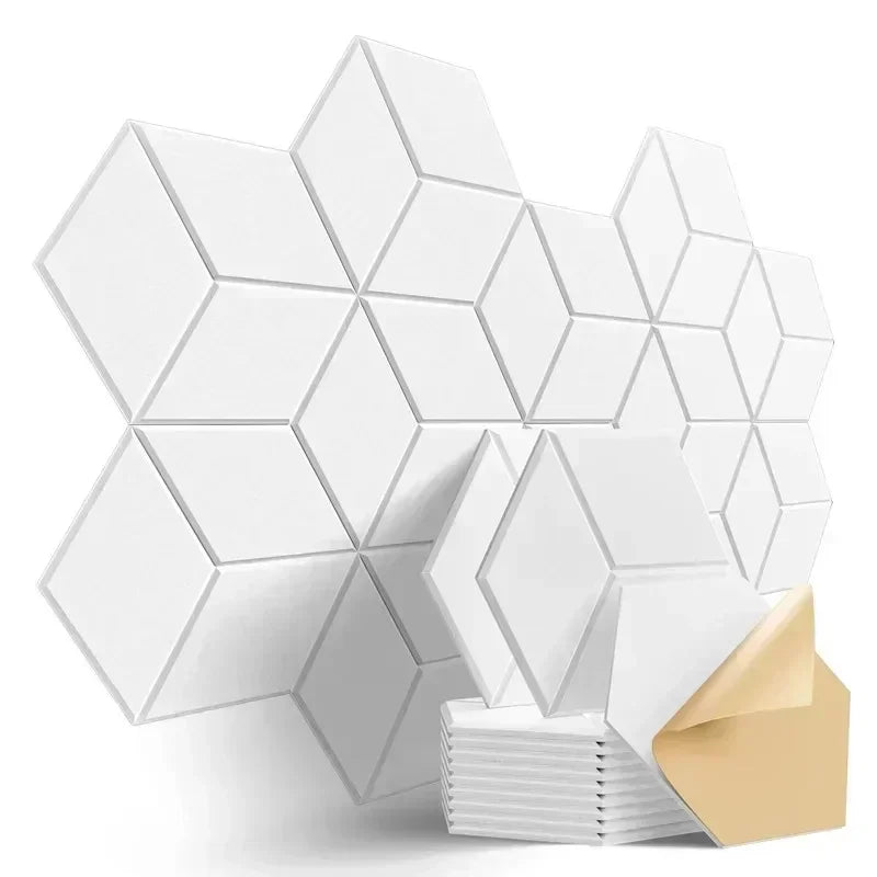 12 Pcs Self-Adhesive Hexagon Sound Insulation Foam Panel Home Studio Office Decoration Sound Insulation Panel Wall Sticker