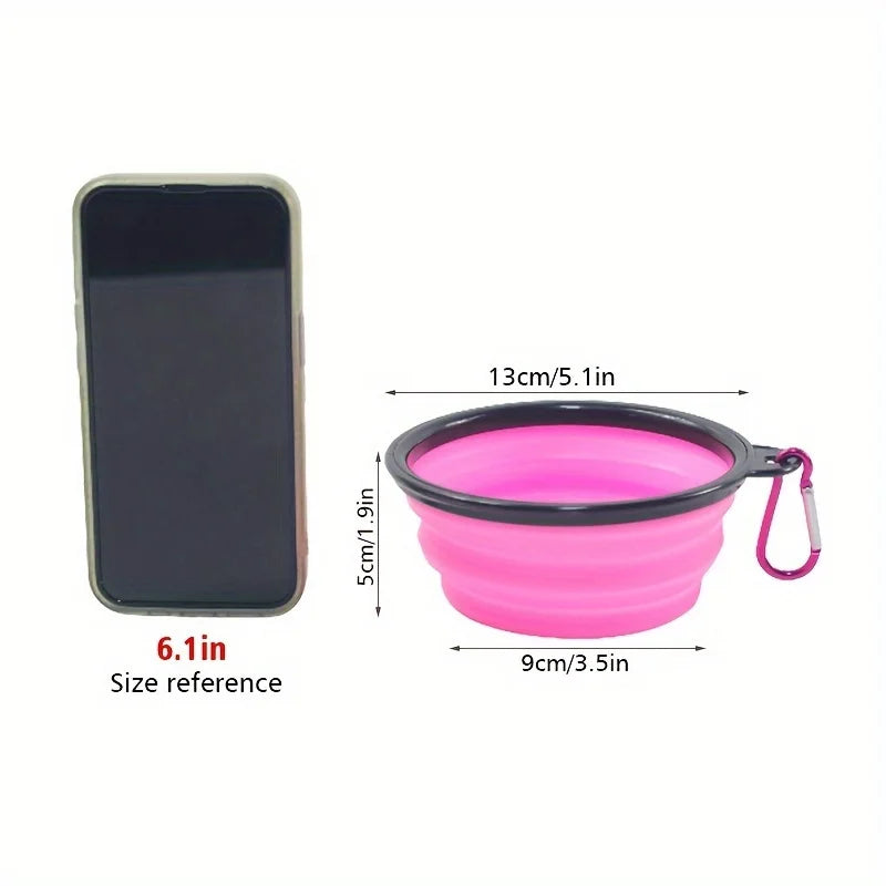 Dog Folding Bowl Portable Dog Travel Bowl Dog Food Water Bowl for Outdoor Walking Silicone Dog Food Water Bowl with Bowl Lip