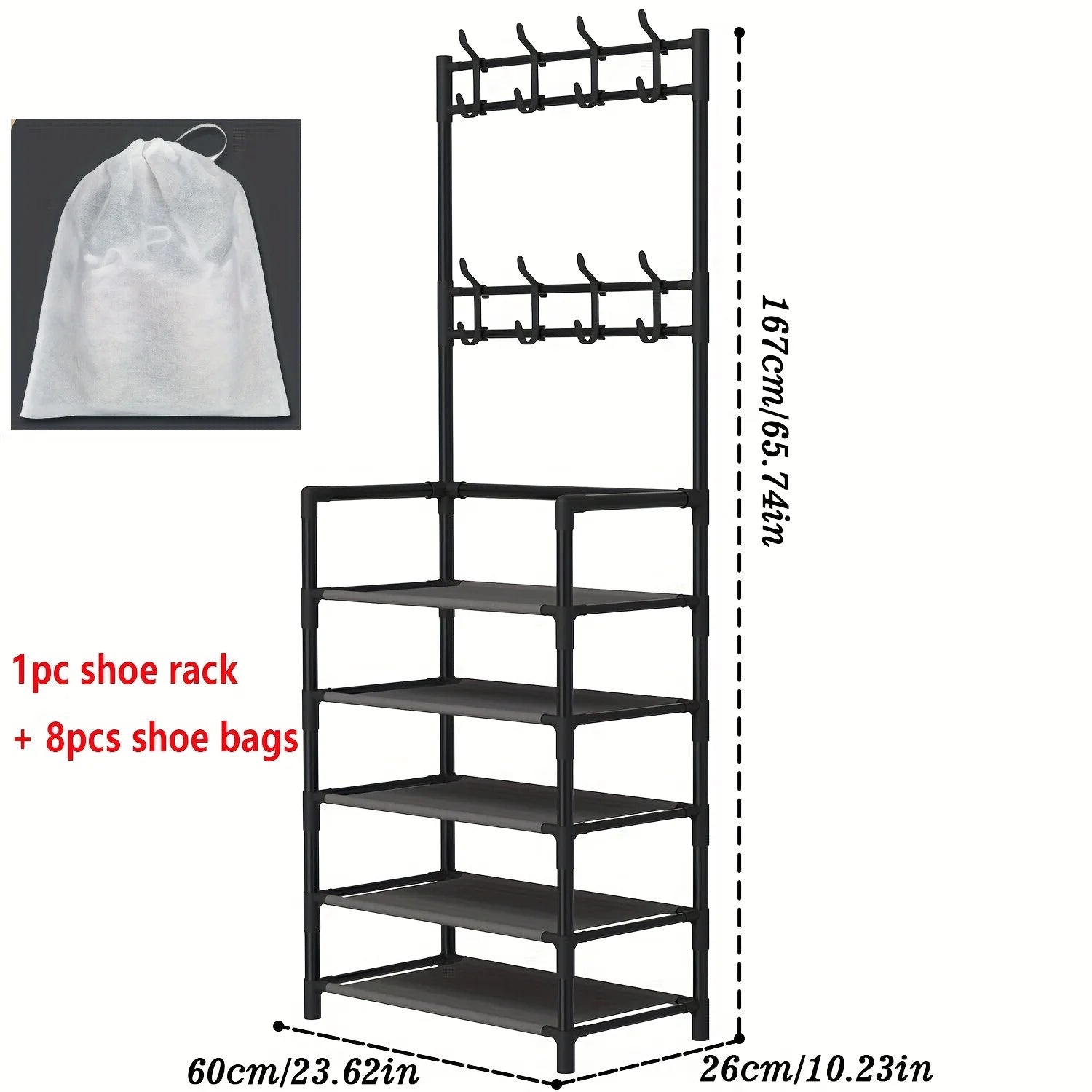 5-Level Metal Shoe Rack Tool-Free Setup Straightforward Design Multi-Purpose Shoes Boots And Sundries in Living Room Hallway