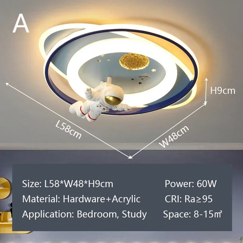 Ceiling Lights Kids Room Astronaut Boy Girl Bedroom Chandelier Princess Spaceman Rocket Rabbit Children's Lamps Home-appliance