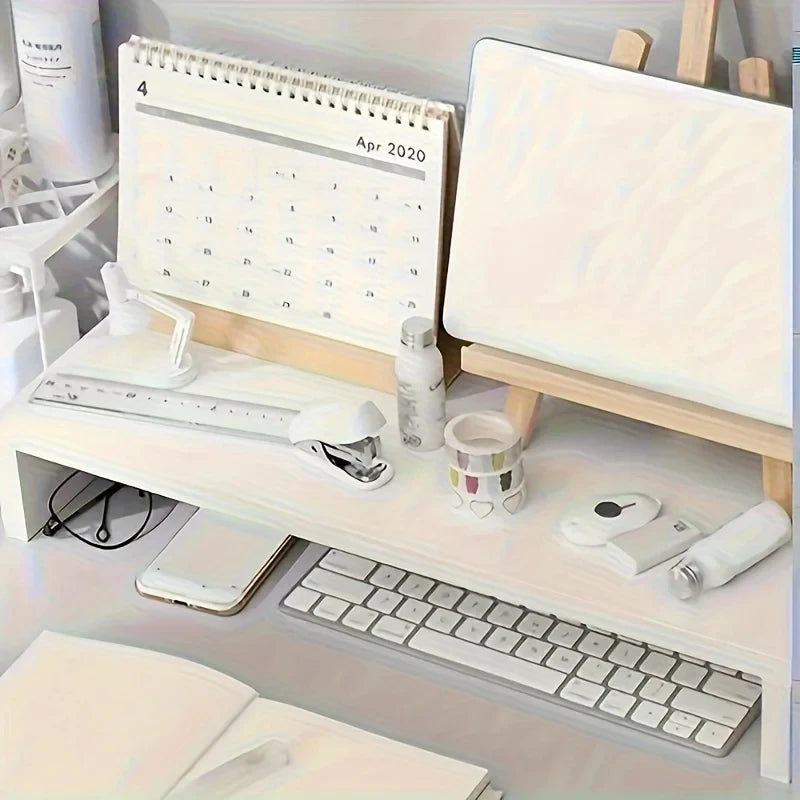 Stable Base Wood Desktop Computer Stand Eyesight Protection Protect Cervical Spine Office Laptop Riser Large Load Bearing