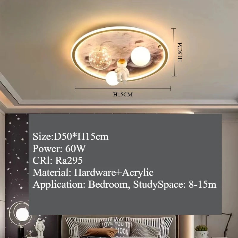 Ceiling Lights Kids Room Astronaut Boy Girl Bedroom Chandelier Princess Spaceman Rocket Rabbit Children's Lamps Home-appliance