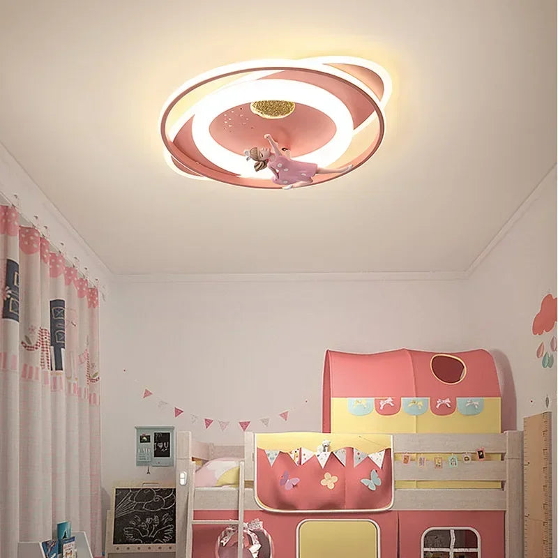 Ceiling Lights Kids Room Astronaut Boy Girl Bedroom Chandelier Princess Spaceman Rocket Rabbit Children's Lamps Home-appliance